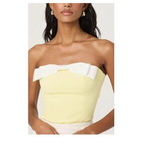 ASTR The Label Yellow Bow Strapless Tube Top Size S NWT